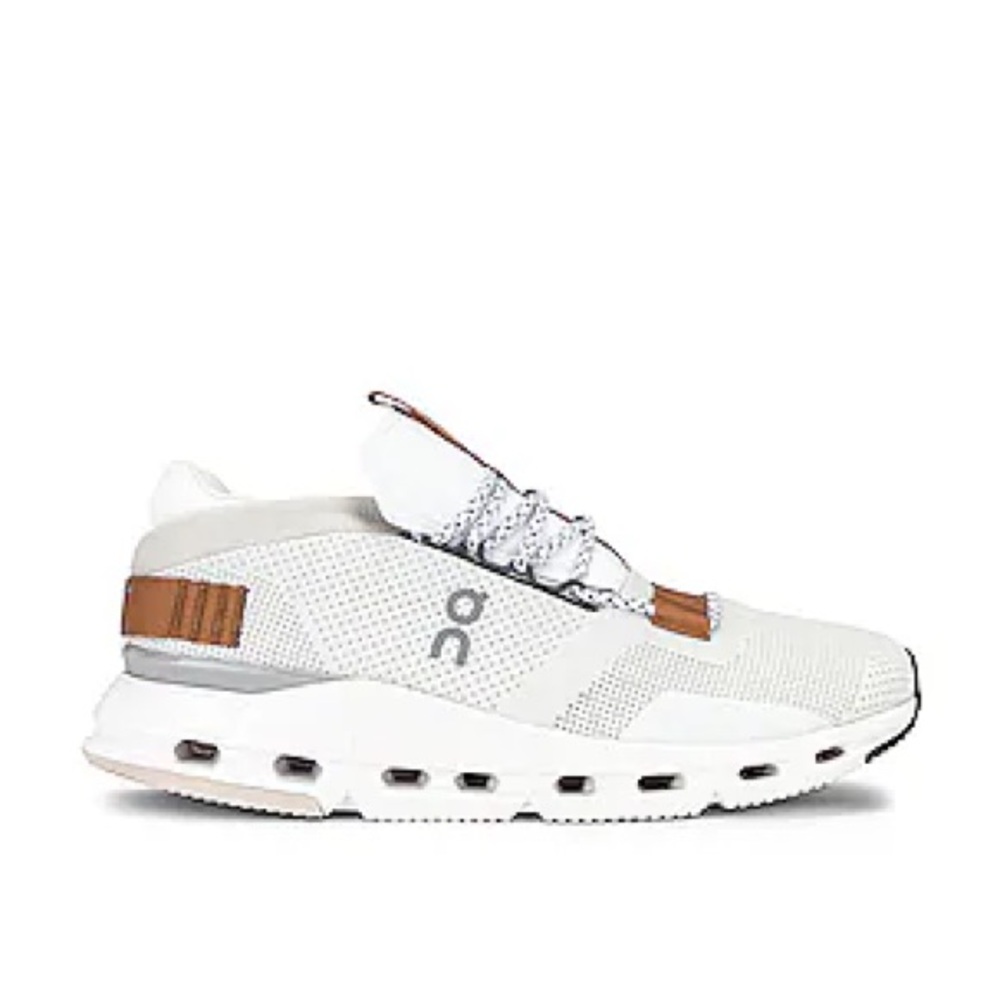 On Running Womens White and Tan Sneakers